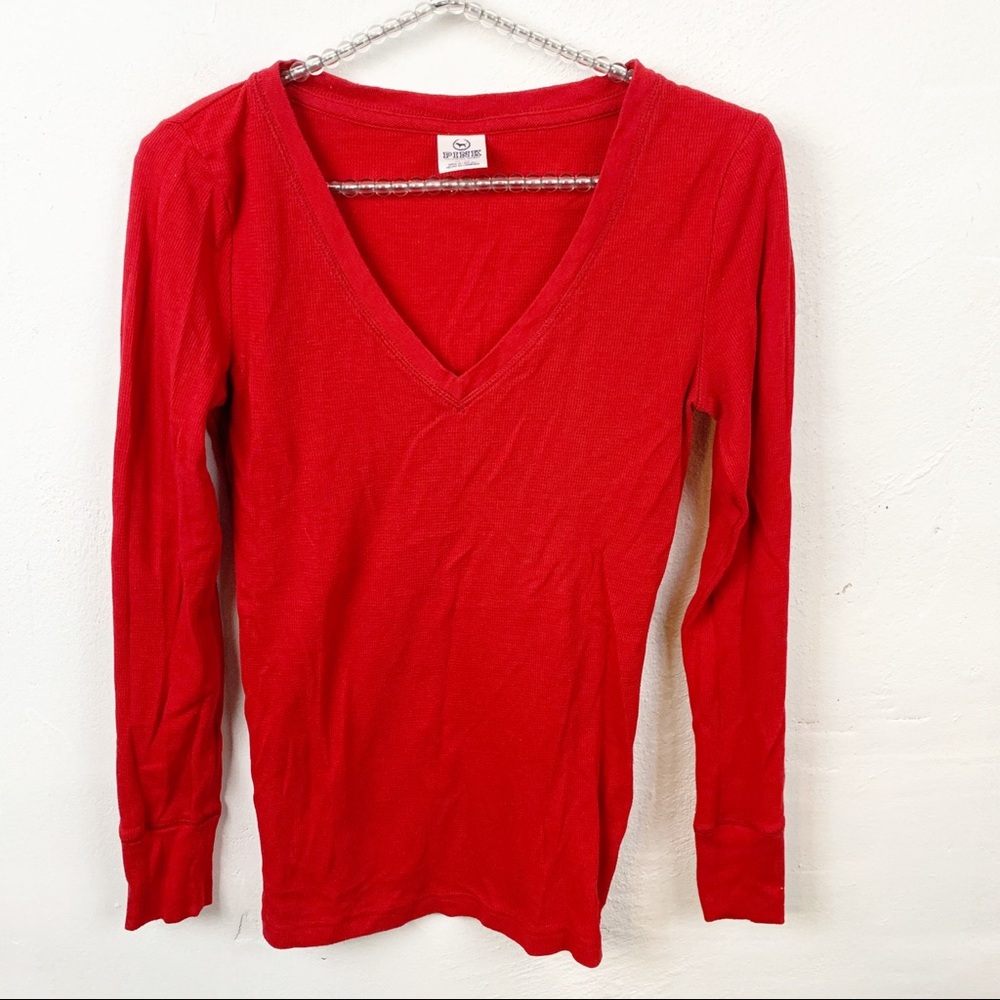 Victoria’s Secret Pink l Red V Neck Thermal Top
